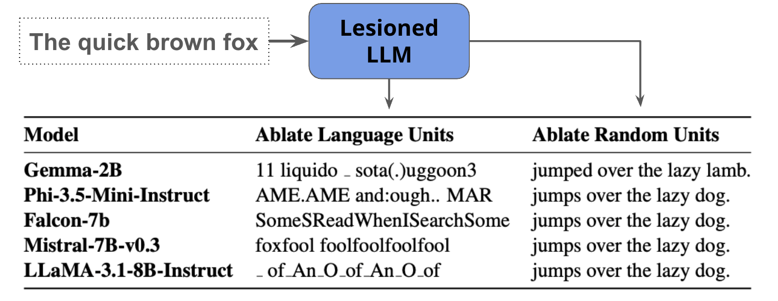 Disruption of Language Modeling Abilities Qualitative Example